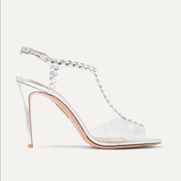 Aquazzura Shine 105 Embellished Crystal PVC Heels - Picture 2 of 11